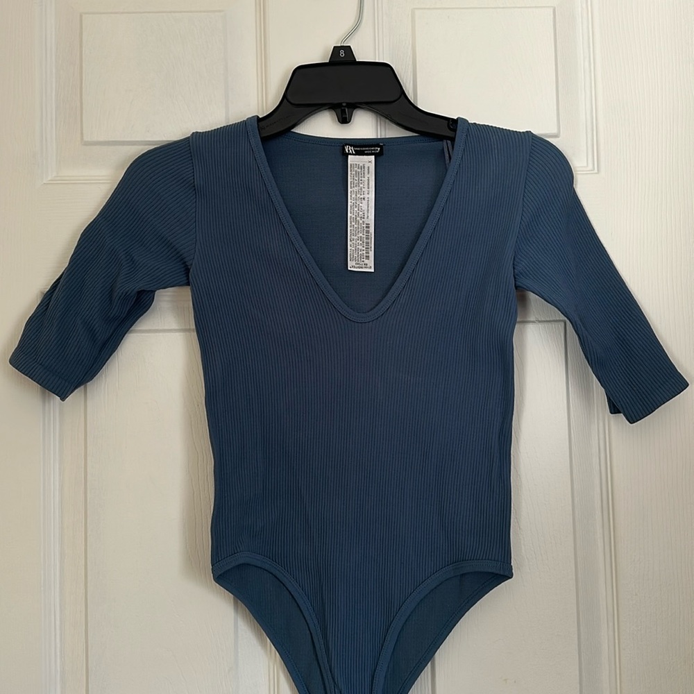 Zara Blue spandex quarter sleeve top